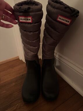 Hunter Quilted Tall Boots in Gray and Black